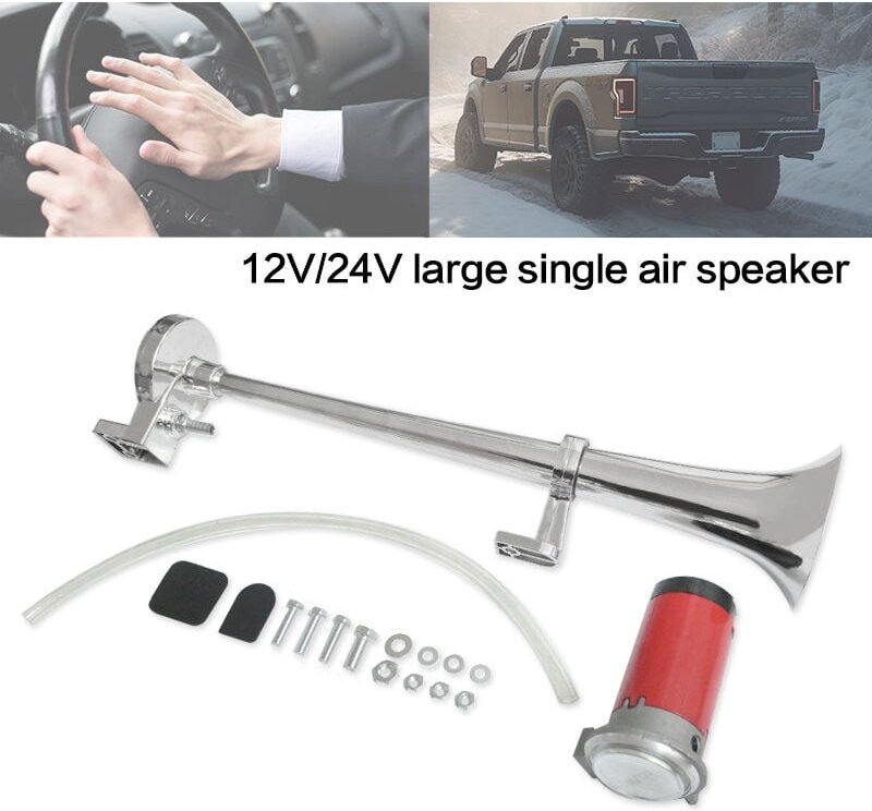 12 V 150 dB Auto-Lufthupe mit Kompressor, Einzeltrompete, verchromte Zinkhupe für Fahrzeuge, LKWs, Boote
