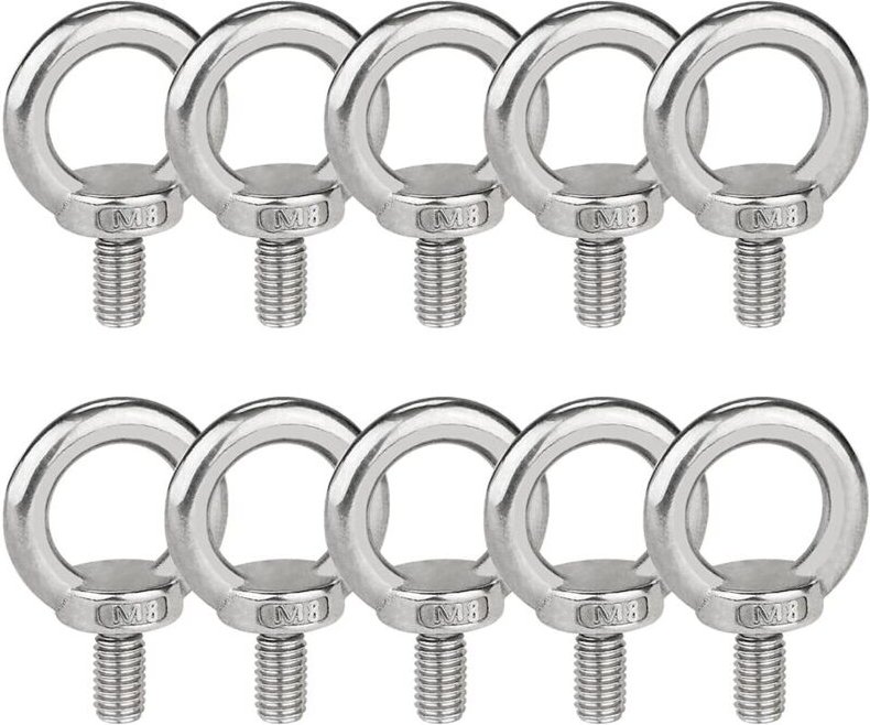 M8-Ösenschrauben, Heberinge, Außengewindeschrauben aus Edelstahl 304, 10 Stück Heberinge, runde Ösenschrauben für Schiff...