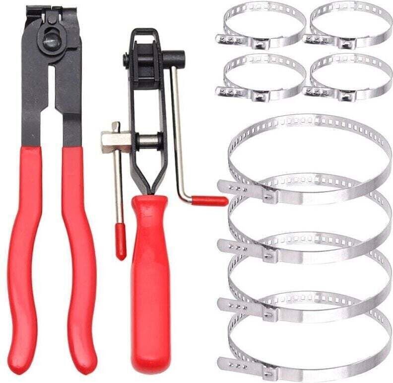 Schlauchschellen – 2 Schellen, Universalgelenk-Schlauchschellen – Crimp-Bandschellen – 8-teiliges Schlauchschellen-Set