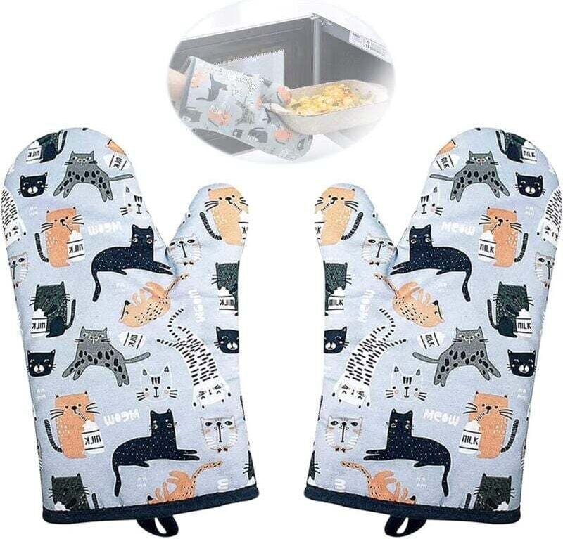 Vtizikl Gants de cuisine en coton (paire), résistants à la chaleur, pour la cuisson, les grillades et le barbecue.