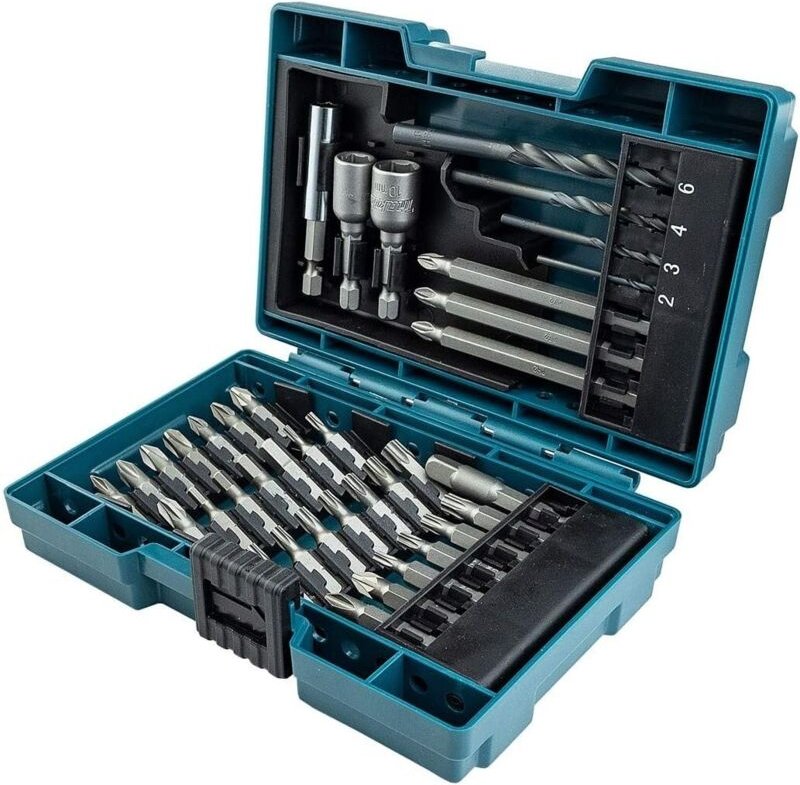 Box mit Schraubendreher-Bits + Bohrer-Bits + Stecknüssen 38 Stück – Makita B-54106