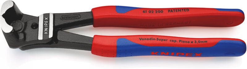 Knipex - 61 02 200 Bolzen-Vornschneider hochübersetzt schwarz atramentiert 200 mm