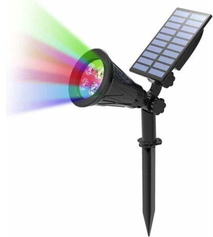 Vtizikl Lámpara solar para exteriores, foco solar con 4 colores cambiantes, inalámbrica, IP65, impermeable, para jardín,...