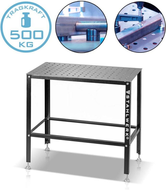 STAHLWERK Schweißtisch 500 kg Tragkraft und 3 mm Arbeitsplatte 91,5 x 46 x 90 cm