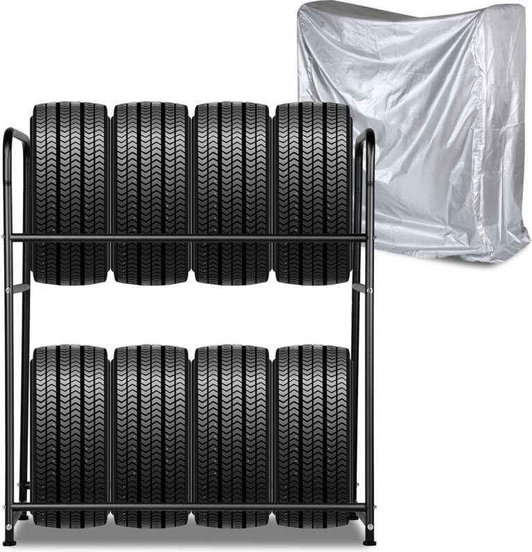 Randaco Reifenregal Lagerregale Felgenbaum Lagerregal Reifenständer Fahrbar Felgenregal, schwarz,Reifenregal bis 180kg