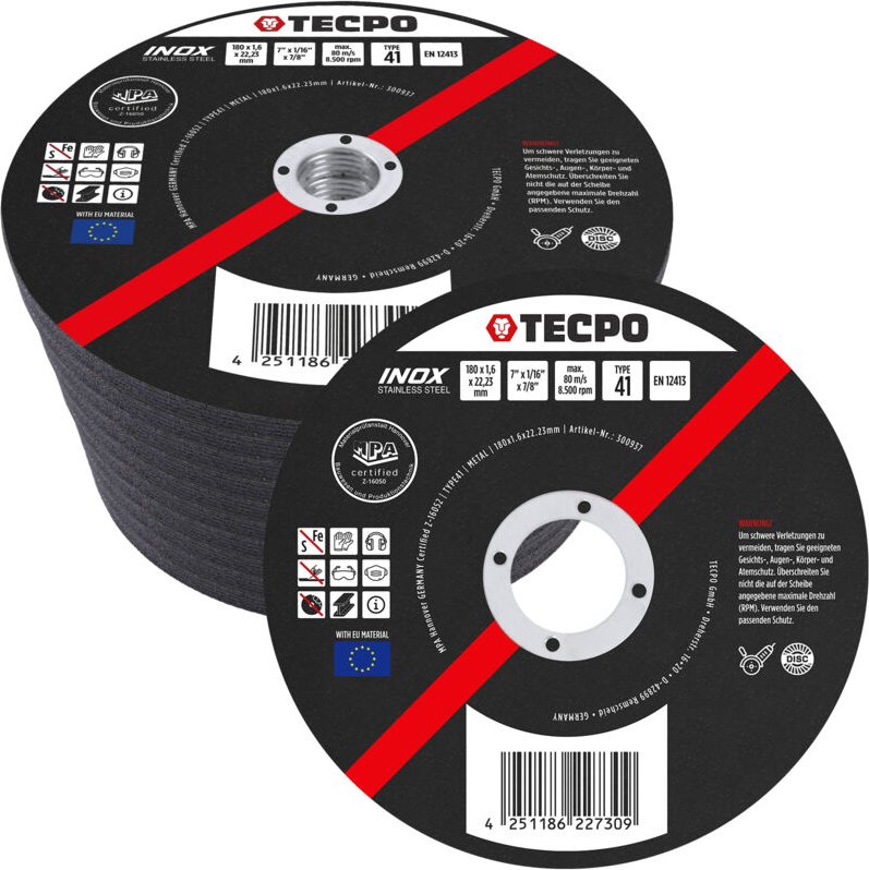 Trennscheiben für Edelstahl T41, Ø 180x1,6x22,2 mm 50-tlg.