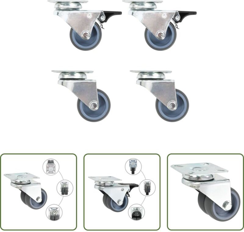 vidaXL Werkbank - Lenkrollen mit Zwillingsrad 4 Stk. 50 mm