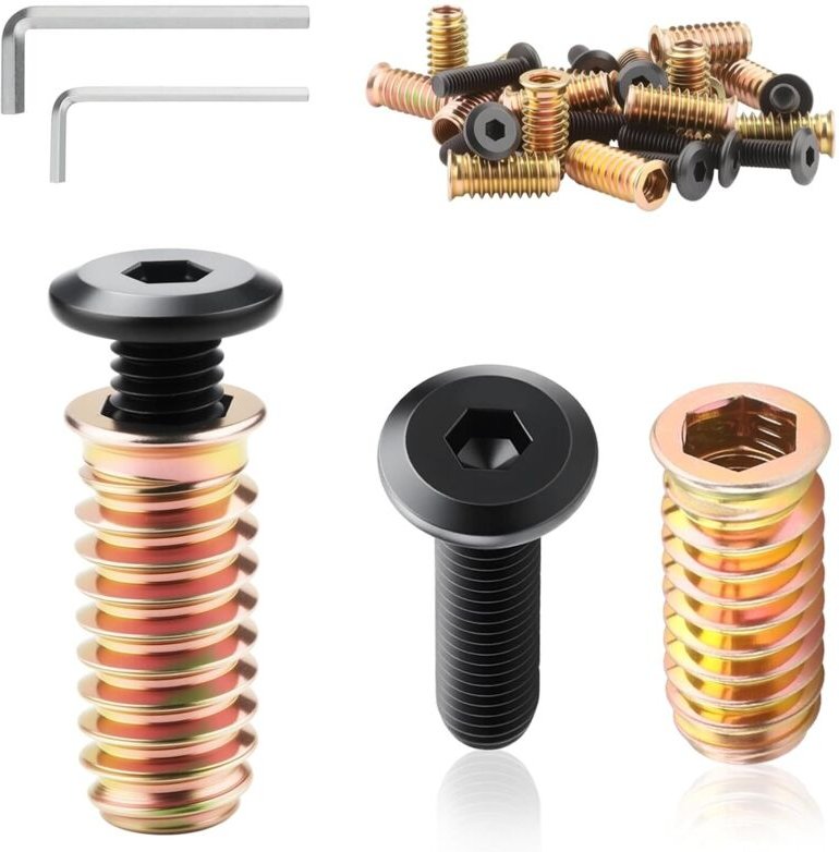 Gewindeeinsatz Holz 25 Stück Einschraubmutter M10 Enthalten M10x25mm Kohlenstoffstahl Schraube M10x20mm Muffe mit 2 Stk ...