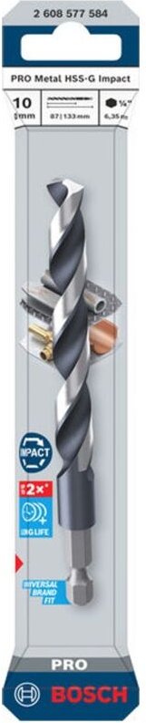 Bosch PRO Spiralbohrer Metal HSS-G Impact, 10 x 87 x 133 mm