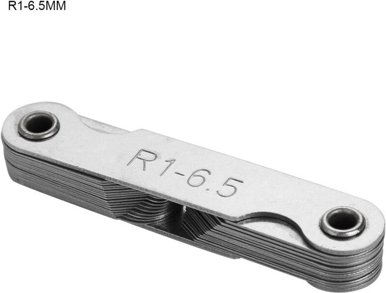Radiuslehre aus Edelstahl, Messwerkzeug für äußere und innere konkave und konvexe Rundungen (R1-6,5 mm)