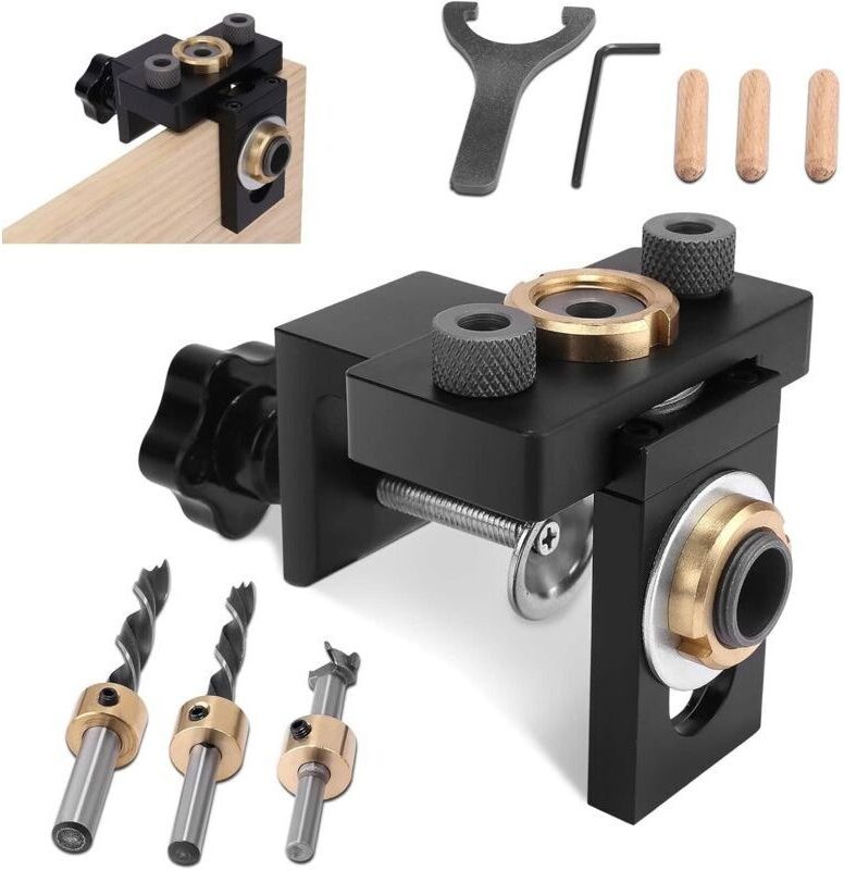 Bohrschablone, Taschenlochschablone, Bohrpositionierer, 8/10/15-mm-Bohrerset, Schablonen für Elektrowerkzeuge, 3-in-1-Dü...