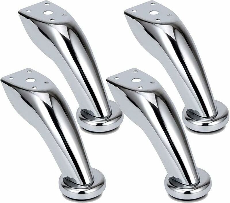 Set mit 4 dicken, verchromten Edelstahl-Sofabeinen für Möbel, Schränke, Betten, Sofas, Stühle, Hocker und Kommoden.