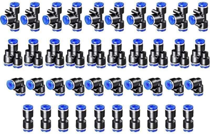40 Stück pneumatische Anschlussstücke, 4 mm Schnellkupplungen, 4 Formen zum Abdichten von Druckluftleitungen – Typ Y/T/G...