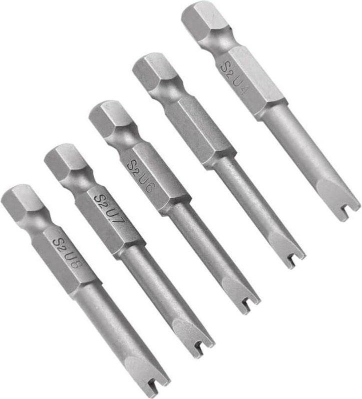 Thumbnail - Set mit 5 magnetischen Schraubendreherbits mit Sechskantschaft aus Stahllegierung, U-förmig, U4, U5, U6, U7, U8, 50 mm L...