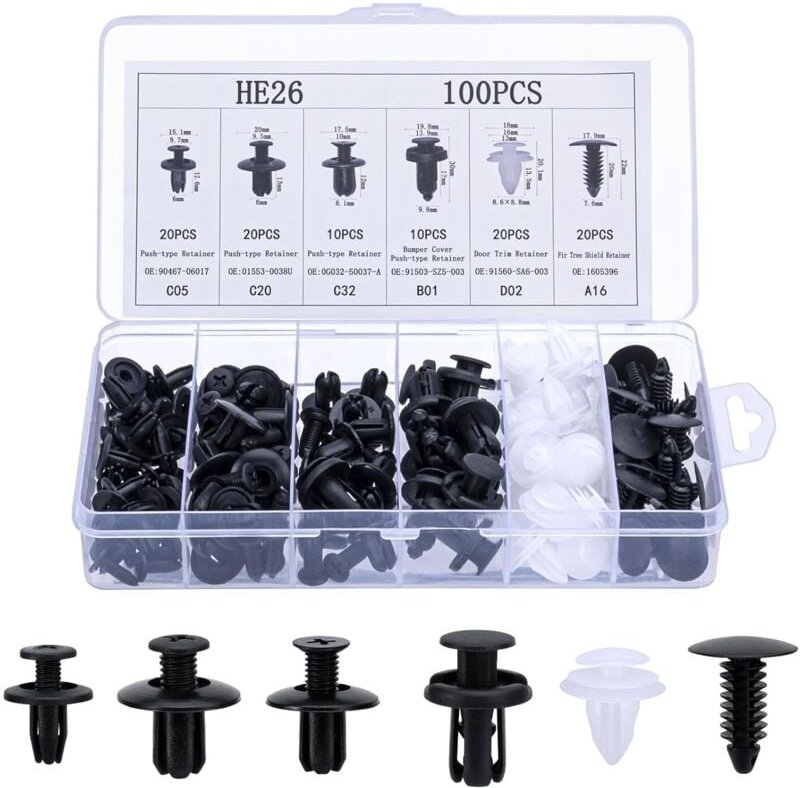 Befestigungsclips-Set fürs Auto – 6 verschiedene Arten von Türverkleidungsclips und universelle dekorative Clips aus Kun...
