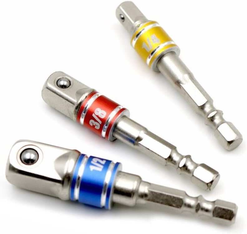 Set mit 3 Schlagschrauber-Adaptern für 1/4", 3/8" und 1/2" Steckschlüssel