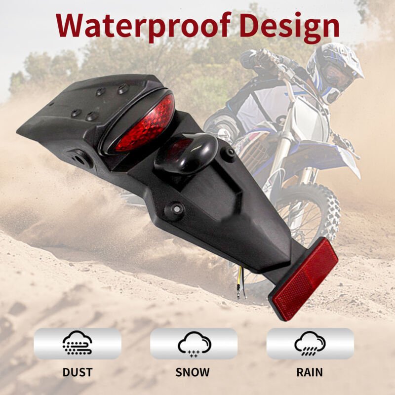 Motorrad-Hinterradkotflügel LED-Bremsleuchte mit Trittstufe Kennzeichenhalterung