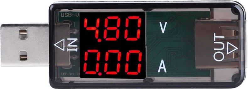 Farb-LCD-USB-Multimeter, Voltmeter, Amperemeter, Strommultimeter, Ladegerät, USB-Tester (Schwarz)