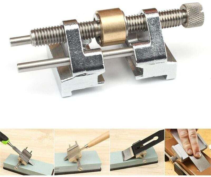 Edelstahl-Seitenklemme mit festem Winkel, Schleifführung, Meißel, Hobelmesser, flache Kante, Schärfen mit Edelstahl-Riem...