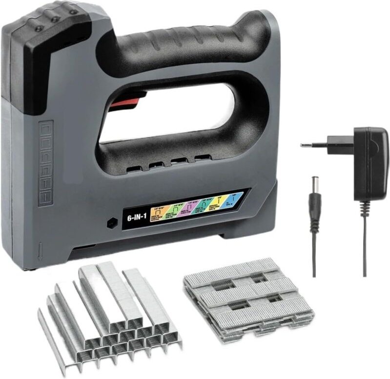 5-in-1 Akku-Tacker, 3,6-V-Akku-Elektrotacker mit 2000 Klammern und Nägeln, Polstertacker