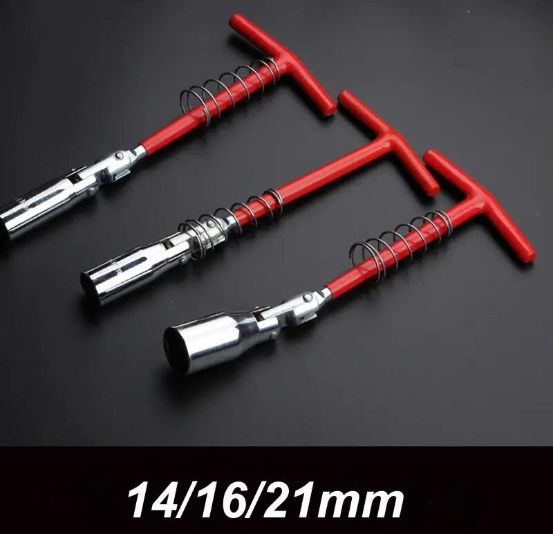 Universeller Doppelzündkerzenschlüssel, T-Griff, Zündkerzenschlüssel mit Scharnier, 14/16/21 mm, 1 Stück