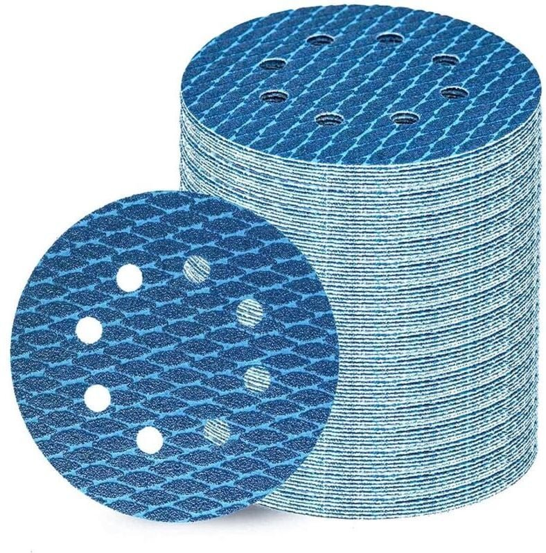 80 Stück 125 mm Klett-Schleifpapier, Körnung 100, 8 Löcher, ideal für Schleifscheiben 125 mm Klett und Exzenterschleifer
