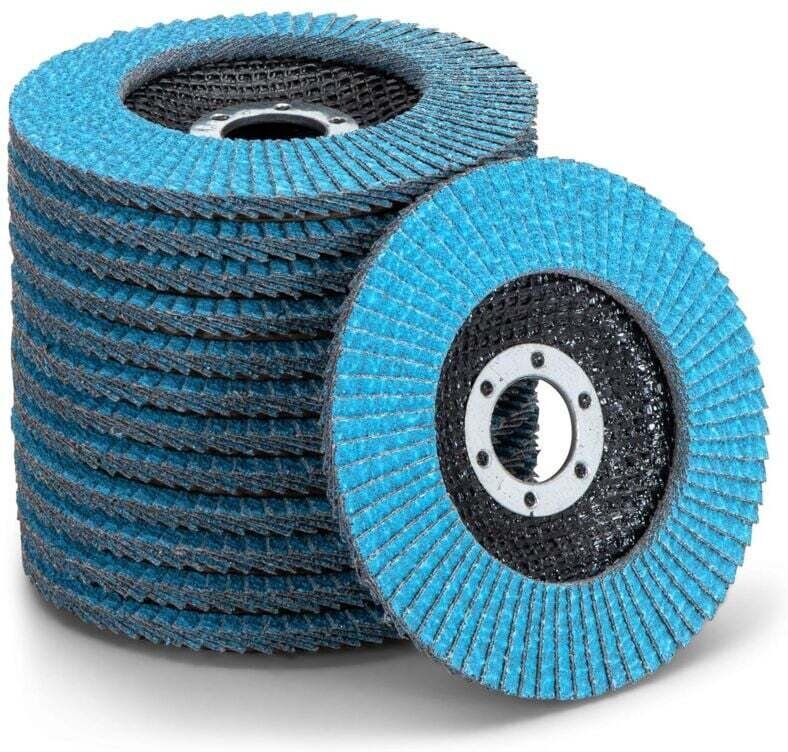 10-teiliges Scheibenfach, Schleifscheibe aus Edelstahl, Lamellenscheibe, Polierscheibe, blau, Ø 125 mm, Bohrung 22 mm - ...