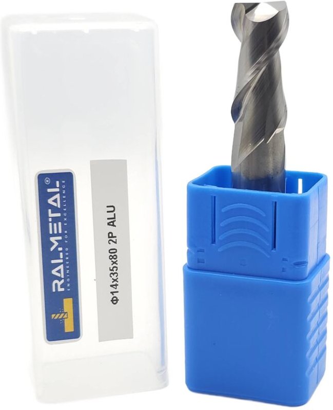 Hartmetall-Schaftfräser für Aluminium VHM, 2 Schneiden, 2F, 14 x 35 x 80 mm, 45 HRC