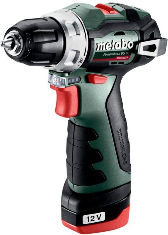 Metabo - Akku-Bohrschrauber PowerMaxx bs bl, Kunststoffkoffer, 12V 2x2Ah Li-Power + lc 40