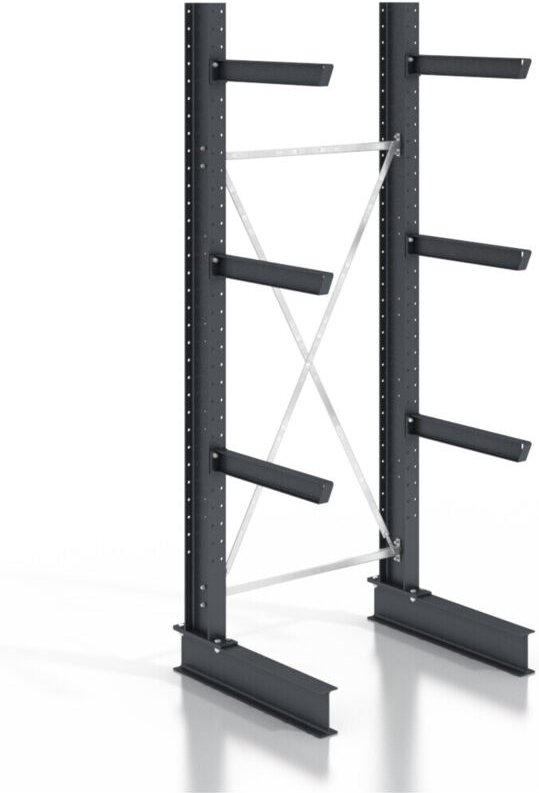 Kragarmregal schraubbar einseitig 1 Feld mit 3 Ebenen 1280x2530x400mm - Stier