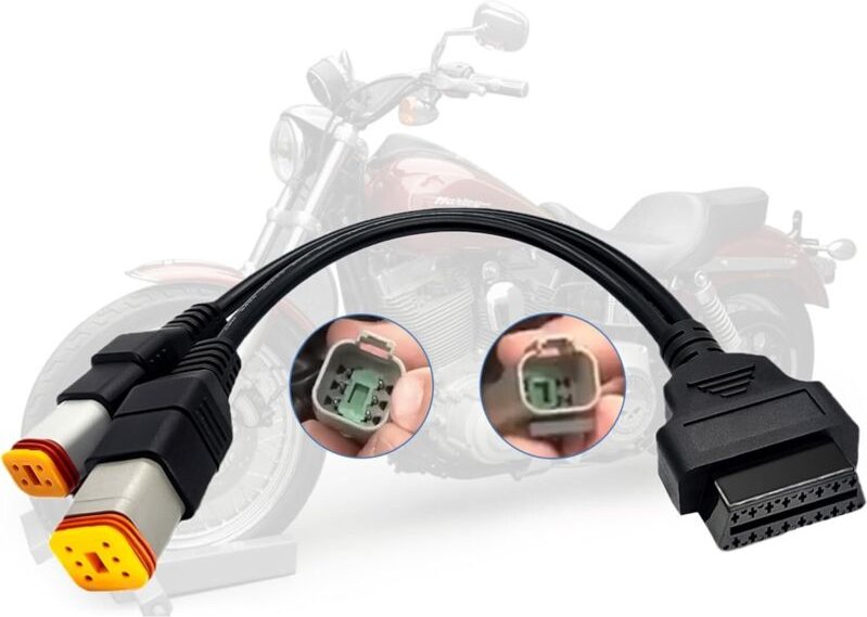 OBD2-Kabel für Harley 4-Pin + 6-Pin, 2-in-1 OBD-Scanner-Adapter, mit Diagnosetool für Harley Davidson Motorräder.
