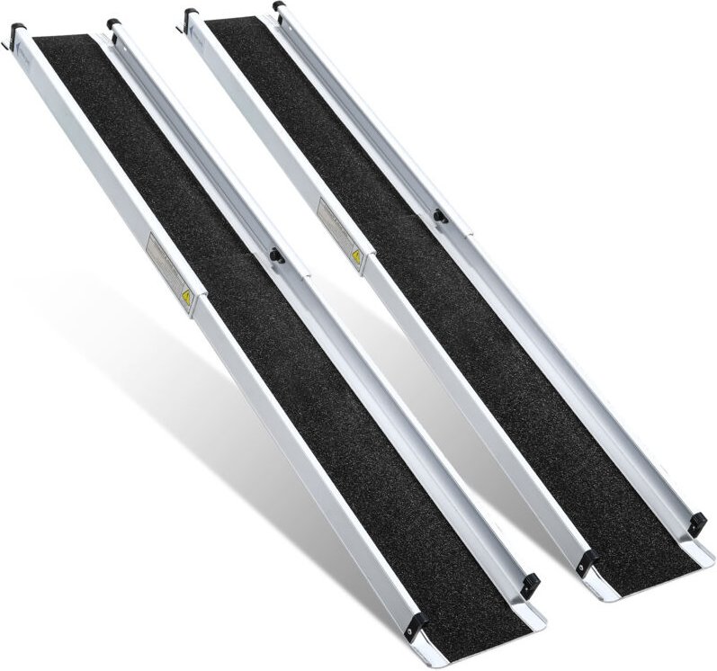 Wolketon Rollstuhlrampe 152cm Teleskoprampe Auffahrrampe bis 300KG Anti-Rutsch Alu Verladerampe Tragbare Schwellenrampe ...