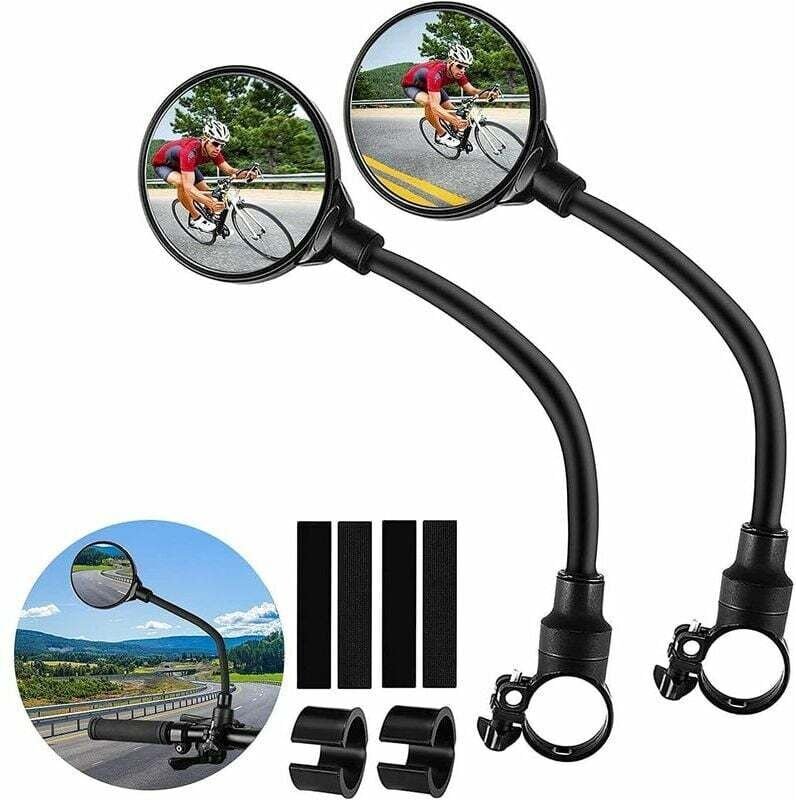 2er Set Fahrradspiegel für Lenker, Retro Bike Lenkerspiegel 360° verstellbar, Elektro Scooter Spiegel, Spiegelblende für...