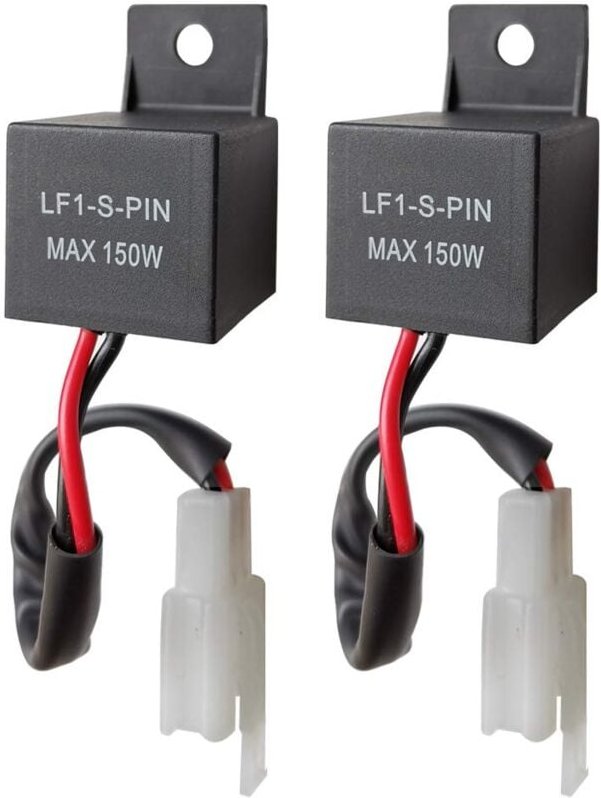 Ersandy - 2 Stück 12 v 2-poliges LED-Blinkrelais LF1-S-PIN für Autos und Motorräder, 0,1 W-150 w Blinkrelais, Blitzrelai...