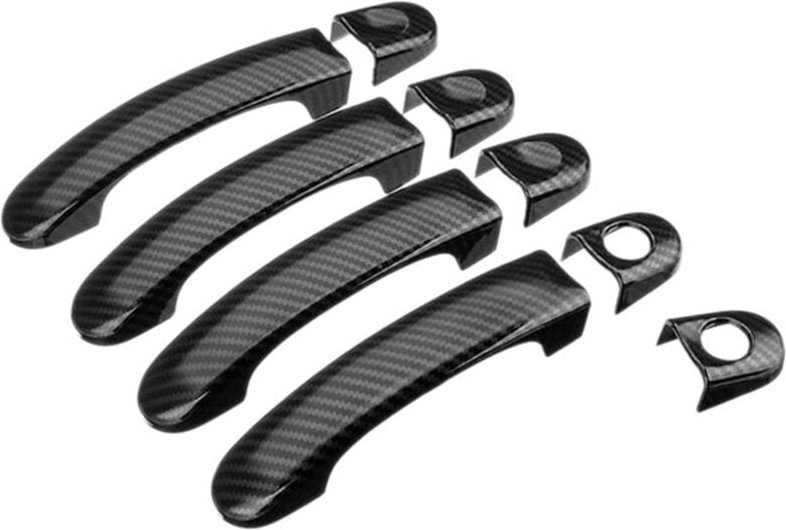 Tlily - 9-teiliges Set abs Chrom Türgriffabdeckungen Verkleidung für transporter T5 T6 van 2003-2015 Carbon Fiber Style