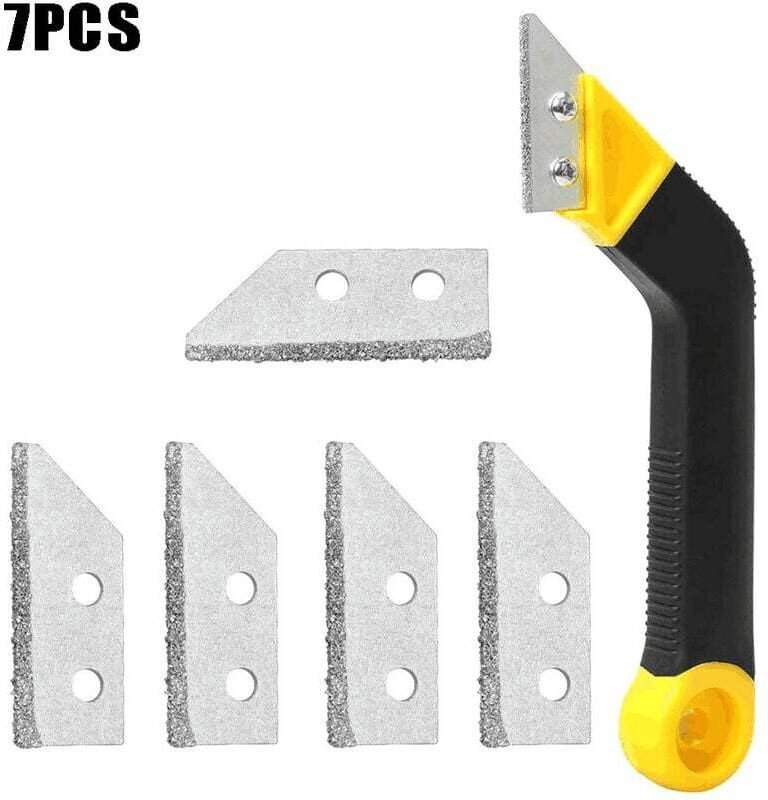 Odipie - Werkzeuge zum Entfernen von Mörtel, Fliesenschaber, 1 Packung Fugenschaber, abgewinkelte Säge mit 6 Ersatzkling...