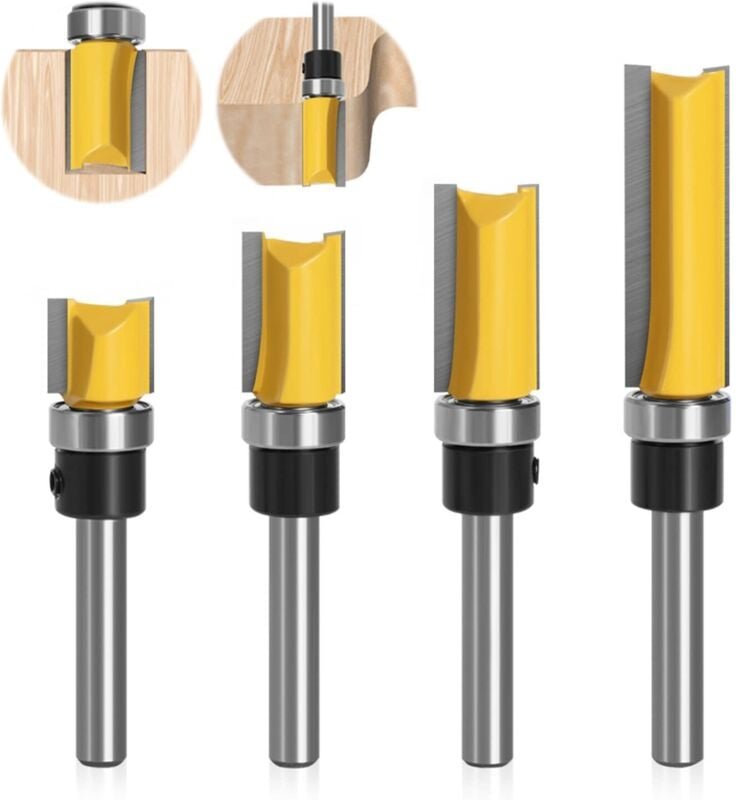 Satz von 4 Fräsern für Oberfräsen 8mm, Metallfräser für Holz, für Massivholz, Professionelles Schneidewerkzeug für Spanp...