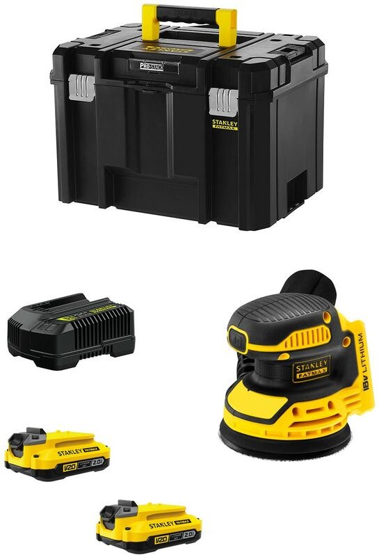 Stanley - Exzenterschleifer FatMax SFMCW220D2T (2 x 2,0 Ah + Ladegerät + tstak vi)