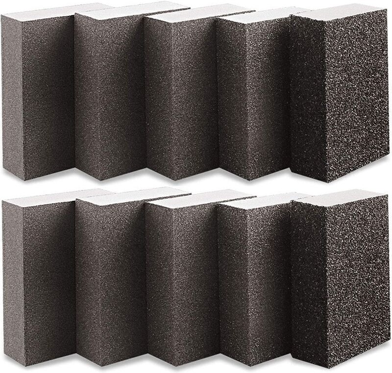 Schleifschwamm und Schleifklotz, 10-teiliges Set, Schleifschwämme (Körnung 600–800), 70 x 100 x 25 mm, für Nass- und Tro...