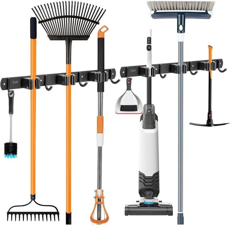 2 Stück Besenhalterung Wand, Gerätehalter Edelstahl Gartengerätehalter Wandhalterung, Mopphalter Selbstklebend Werkzeugh...