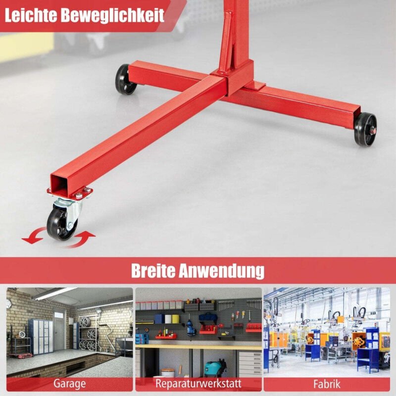 Motorständer 340 kg Motorheber 360° drehbar mit 4 verstellbaren Armen Motorhalter für Garagen