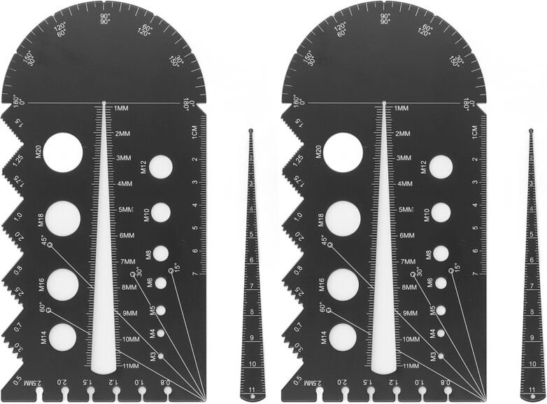 2 Sätze Gewindesteigungslehren, Befestigungsschrauben für Mehrfachlehren, schwarzes Gewinde