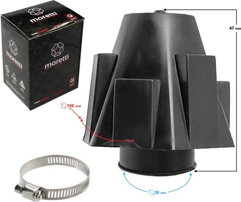 Luftfilter, konisch, eingebaut, 38mm