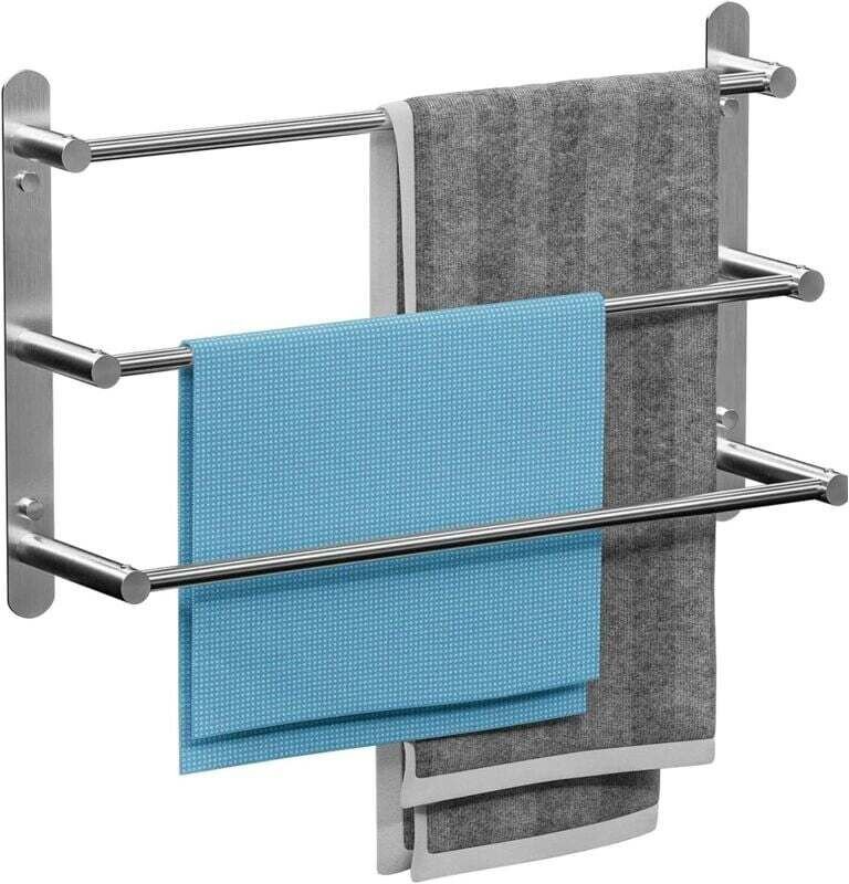 Vtizikl Porte Serviette Salle de Bain, étagère 3 Barres en Acier Inoxydable SUS 304, Barre Porte Serviette Salle de Bain...