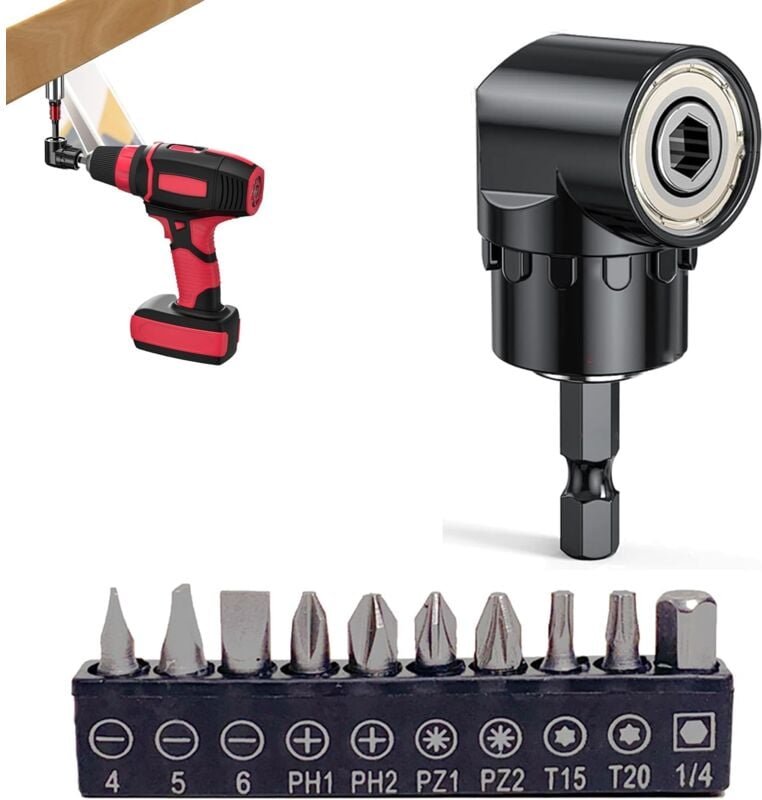 Bluedeer - 11 Stück Winkelschrauber Set, 105° Winkelschrauber für Akkuschrauber Winkelaufsatz, Winkelschrauber Vorsatz, ...