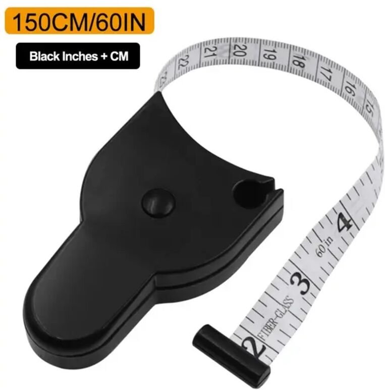 Selbstspannendes Höhenmaßband 150 cm/60 Zoll, schwarz, CM-Zoll, automatisch einziehbares Rundmaßband