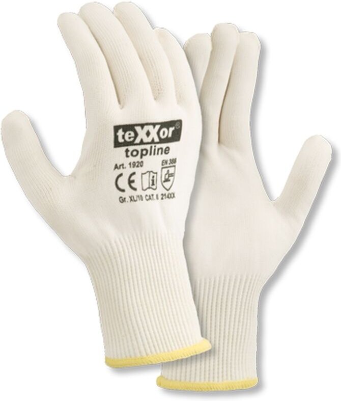 12 Paar topline Feinstrick-Handschuhe BAUMWOLLE/NYLON Größe 7