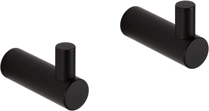 Set mit 2 Edelstahl-Wandhaken für Bad und Küche, schwarz