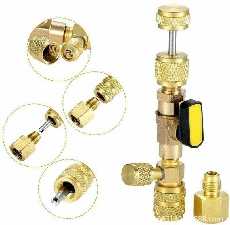 Messing-Trennventil für 1/4"- und 5/16"-Kernauszieher/Einbaugeräte, Doppelgröße zur Verhinderung von Kältemittellecks fü...