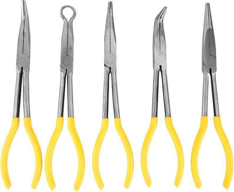 5-teiliges Spitzzangen-Set, lange Spitzzange mit rutschfestem Griff, lange und gerade Spitzzange, O-förmige Zange, gebog...